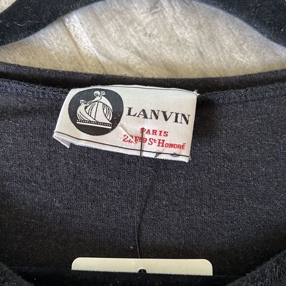 Lanvin Scoop Neck Sleeveless Black Dress With Rhinestones and Ribbon Belt Small - Picture 8 of 10